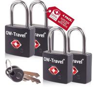 OW-Travel Candado con Llave TSA. Cerraduras para maletas. Candado para Taquilla. Candados para mochilas y maletas. Candado Taquilla Gimnasio. TSA candado seguridad equipaje con Llaves Negro 4