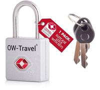 OW-Travel Candado con Llave TSA. Cerraduras para maletas. Candado para Taquilla. Candados para mochilas y maletas. Candado Taquilla Gimnasio. TSA candado seguridad equipaje con Llaves Plata 1