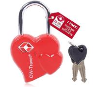 OW-Travel Candado Forma Corazón con Llaves TSA para Maletas, Taquillas, Mochilas y Gimnasio - Seguridad de Equipaje Rojo