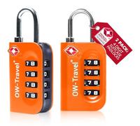 OW-Travel Candado maleta TSA Anti robo. Candado numerico 4 Digitos. Candado Combinacion Taquilla. Candados para mochilas y maletas. Candado Taquilla Gimnasio. TSA Candado seguridad equipaje Naranja 2