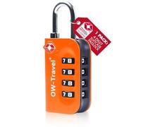 OW-Travel Candado maleta TSA Anti robo. Candado numerico 4 Digitos. Candado Combinacion Taquilla. Candados para mochilas y maletas. Candado Taquilla Gimnasio. TSA Candado seguridad equipaje Naranja 1