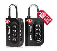 OW-Travel Candado maleta TSA Anti robo. Candado numerico 4 Digitos. Candado Combinacion Taquilla. Candados para mochilas y maletas. TSA Candado seguridad equipaje Negro 2