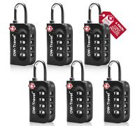 OW-Travel Candado maleta TSA Anti robo. Candados numerico 4 Digitos. Candado Combinacion Taquilla. Candados para mochilas y maletas. TSA seguridad equipaje Naranja Negro 6