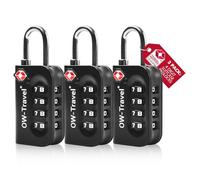 OW-Travel Candado maleta TSA Anti robo. Candados numerico 4 Digitos. Candados para mochilas y maletas. TSA seguridad equipaje Negro 3