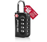 OW-Travel Candado maleta TSA Anti robo. Candados numerico 4 Digitos. Candados para mochilas y maletas. TSA seguridad equipaje Negro 1