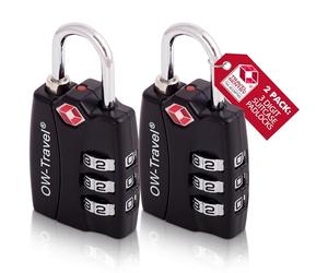 OW-Travel Candado maleta TSA: Indicator de alerta abierta. Numerico 3 digitos. Combinacion taquilla. Candados para mochilas y taquillas de gimnasio. Seguridad negro 2