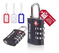 OW-Travel Candado maleta Viaje TSA +3 Etiquetas de Equipaje en Plástico ABS con 3 Digitos. Candados con Combinacion para Mochilas y Maletas. Candado Taquilla Gimnasio. Candados Maletas de Viaje