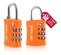 OW-Travel Candado maleta Viaje TSA (Naranja 2) en Plástico ABS con 3 Digitos. Candados con Combinacion para Mochilas, Maletas y Equipaje. Candado Taquilla Gimnasio. Candados Maletas de Viaje