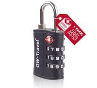 OW-Travel Candado maleta Viaje TSA (Negro 1) en Plástico ABS con 3 Digitos. Candados con Combinacion para Mochilas, Maletas y Equipaje. Candado Taquilla Gimnasio. Candados Maletas de Viaje
