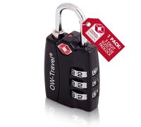 OW-Travel Candado TSA con Indicador De Alerta Abierta - Combinación Numérica 3 Dígitos para Maleta, Taquilla, Mochilas y Gimnasio - Seguridad Negro