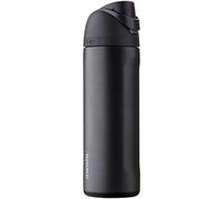 Owala FreeSip C03766 - Botella de agua aislada de acero inoxidable con botón pulsador y popote integrado, 710 ml, muy oscuro