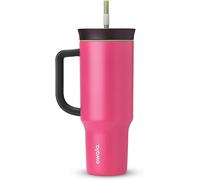 Owala Vaso de viaje de acero inoxidable con aislamiento de triple capa con tapa resistente a derrames, popote y asa de transporte, sin BPA, 40 onzas, verde (Brave Adventures)
