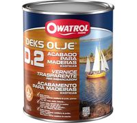 OWATROL D2 - 2,5 l - Barniz transparente brillante para madera tropical dura nueva y antigua al aire libre para puertas, paneles de madera, ventanas, muebles de jardín, puertas y barcos