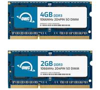 OWC - 6GB OWC Kit de actualización de Memoria - 1 x 2GB + 1 x 4GB PC8500 DDR3 1066MHz SO-DIMMs para MacBook Late 2008, Early 2009, Early 2010, MacBook Pro Unibody, Mac Mini 2009/2010, iMac 2009