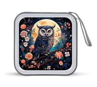 Owe Flower Full Moon - Funda para CD con capacidad para 40 CD, portátil, para almacenamiento de DVD, para coche, hogar, viajes
