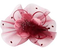 OWEIEYEU Tocado de malla para mujer, para cóctel, fiesta, boda, iglesia, derby, vestido, granate, 1 count (Pack of 1)