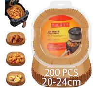 Owelth 20-24cm Papel Freidora Aire, 200 Piezas Papel Air Fryer Cuadrado, Antiadherente Desechable Papel Horno Freidora Aire, Forro Papel Pergamino para Freidora Aire Cosori Cecotec 5.5L 6L