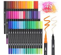Owelth Rotuladores Acuarelables, 48 Colores Punta Pincel Doble Punta, Lettering Kit Plumones para Niños y Adultos, para Mandalas Graffiti Caligrafía