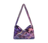 OWFKAY Bolsa de felpa para las axilas, bolso de mano para mujer, bolso de hombro esponjoso para invierno, el jardín secreto del zorro ártico