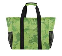 OWFKAY Bolsa de lona de viaje, bolsa de gimnasio deportiva, bolsa de playa, bolsa de hombro para fin de semana, bolsa de noche para mujer, plegable, reutilizable, diseño abstracto de rana animal, Rana