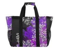 OWFKAY Bolsa de lona de viaje, bolsa de gimnasio deportiva, bolsa de playa, bolsa de hombro para fin de semana, bolsa de noche para mujer, plegable, reutilizable, color morado cerezo flor, Flor de