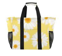 OWFKAY Bolsa de lona de viaje, bolsa de gimnasio deportiva, bolsa de playa, bolsa de hombro para fin de semana, bolsa de noche para mujer, plegable, reutilizable, bonita margarita blanca, Linda