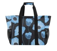 OWFKAY Bolsa de lona de viaje, bolsa de gimnasio deportiva, bolsa de playa, bolsa de hombro para fin de semana, bolsa de noche para mujer, plegable, reutilizable, flor azul, flor azul, talla única