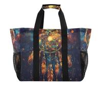 OWFKAY Bolsa de lona de viaje, bolsa de gimnasio deportiva, bolsa de playa, bolsa de hombro para fin de semana, bolsa de noche para mujer, plegable, reutilizable, atrapasueños místico, Atrapasueños