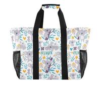 OWFKAY Bolsa de lona de viaje, bolsa de gimnasio deportiva, bolsa de playa, bolsa de hombro para fin de semana, bolsa de noche para mujer, plegable, reutilizable, lindos osos koala florales, Bonitos