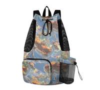 OWFKAY Bolsa de malla con cordón para equipo de natación, bolsa de gimnasio, mochila de cuerda de natación, playa, surf, patrón sin costuras de rama cuántica, ciervos saltando sobre patrón holográfico