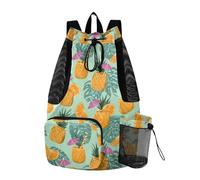OWFKAY Bolsa de malla con cordón para equipo de natación, bolsa de gimnasio, natación, playa, surf, patrón de jugo de piña