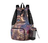 OWFKAY Bolsa de malla con cordón para equipo de natación, bolsa de gimnasio, natación, playa, surf, rosa roja, ciervo Sika