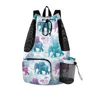 OWFKAY Bolsa de malla con cordón para equipos de natación, bolsa de gimnasio, natación, playa, surf, mamuts infinitos con patrón de cajas de regalo tejidas