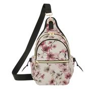 OWFKAY Bolso bandolera para mujer, color beige, con diseño de pera, ciruela, flores, antirrobo, para viajes, senderismo