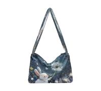 OWFKAY Bolso de mano de felpa para mujer, bolso de mano mullido para mujer, bolso de hombro para invierno, conejo diente de león