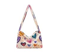 OWFKAY Bolso de mano de felpa para mujer con diseño de corazones dibujados a mano