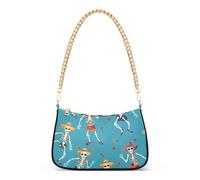 OWFKAY Bolso de mano de mano para mujer, bolso de mano para mujer, bolso de mano con calavera de México con cierre de cremallera