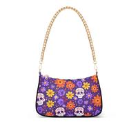 OWFKAY Bolso de mano para mujer, bolso de mano para mujer, bolso hobo bolso de mano con calavera de México flor 3 con cierre de cremallera