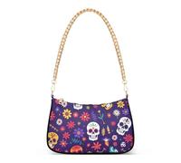 OWFKAY Bolso de mano para mujer, bolso de mano para mujer, bolso Hobo, bolso de mano con calavera de México, flor 4 con cierre de cremallera