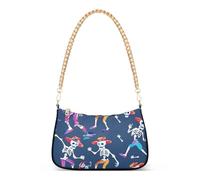OWFKAY Bolso de mano para mujer, bolso de mano para mujer, diseño de calaveras de México con cierre de cremallera