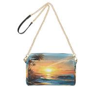 OWFKAY Bolsos cruzados para mujer, de piel sintética, cruzados, bandolera, bandolera, ajustable, correa ancha, palmera, playa, mar, sol