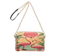 OWFKAY Bolsos cruzados para mujer, de piel sintética, cruzados, bandolera, bandolera, ajustable, correa ancha, diseño de flamenco, puesta de sol tropical