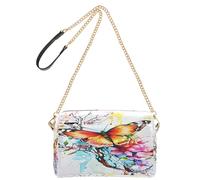 OWFKAY Bolsos cruzados para mujer, de piel sintética, cruzados, bandolera, bandolera, correa ancha, ajustable, acuarela, mariposas, flores