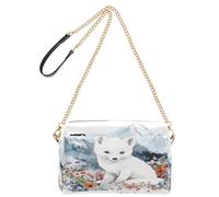 OWFKAY Bolsos cruzados para mujer, de piel sintética, cruzados, bandolera, bandolera, correa ancha, ajustable, nieve, montaña, lobo blanco