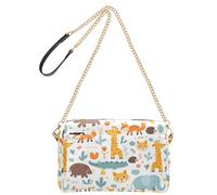 OWFKAY Bolsos cruzados para mujer, de piel sintética, cruzados, bandolera, bandolera, correa ancha, ajustable, diseño de animales, elefante, jirafa, zorro