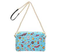 OWFKAY Bolsos cruzados para mujer, de piel sintética, cruzados, bandolera, bandolera, correa ancha, ajustable, astronauta, cohete, platillo volador, patrón de estrellas