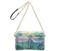 OWFKAY Bolsos cruzados para mujer, de piel sintética, cruzados, bandolera, bandolera, correa ancha ajustable, libélula, flores, acuarela