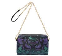 OWFKAY Bolsos cruzados para mujer, de piel sintética, cruzados, bandolera, bandolera, correa ancha ajustable, mariposas, hojas, luna, estrellas