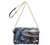 OWFKAY Bolsos cruzados para mujer, de piel sintética, cruzados, bandolera, bandolera, correa ancha, ajustable, bandera estadounidense, dinosaurio