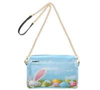 OWFKAY Bolsos cruzados para mujer, de piel sintética, cruzados, bandolera, bandolera, correa ancha ajustable, diseño de conejo de Pascua, huevo